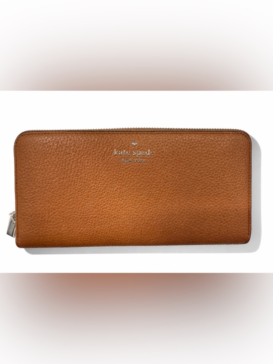 kate spade Handbags - Kate Spade Tan Pebbled Leather Zip Wallet
